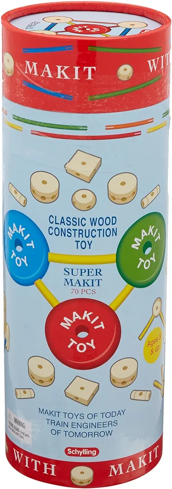 Schylling MKT Super Makit Classic Wood Construction Toy, 3+ years, 70-Pieces (1 EA)