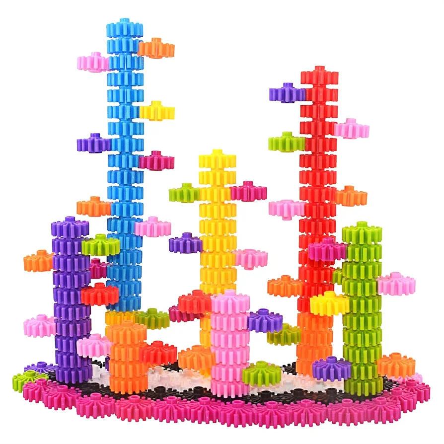 Gears Interlocking Learning Set, STEM Construction Toy Set - Building Kids Toys 180 Pcs - 10 Colors