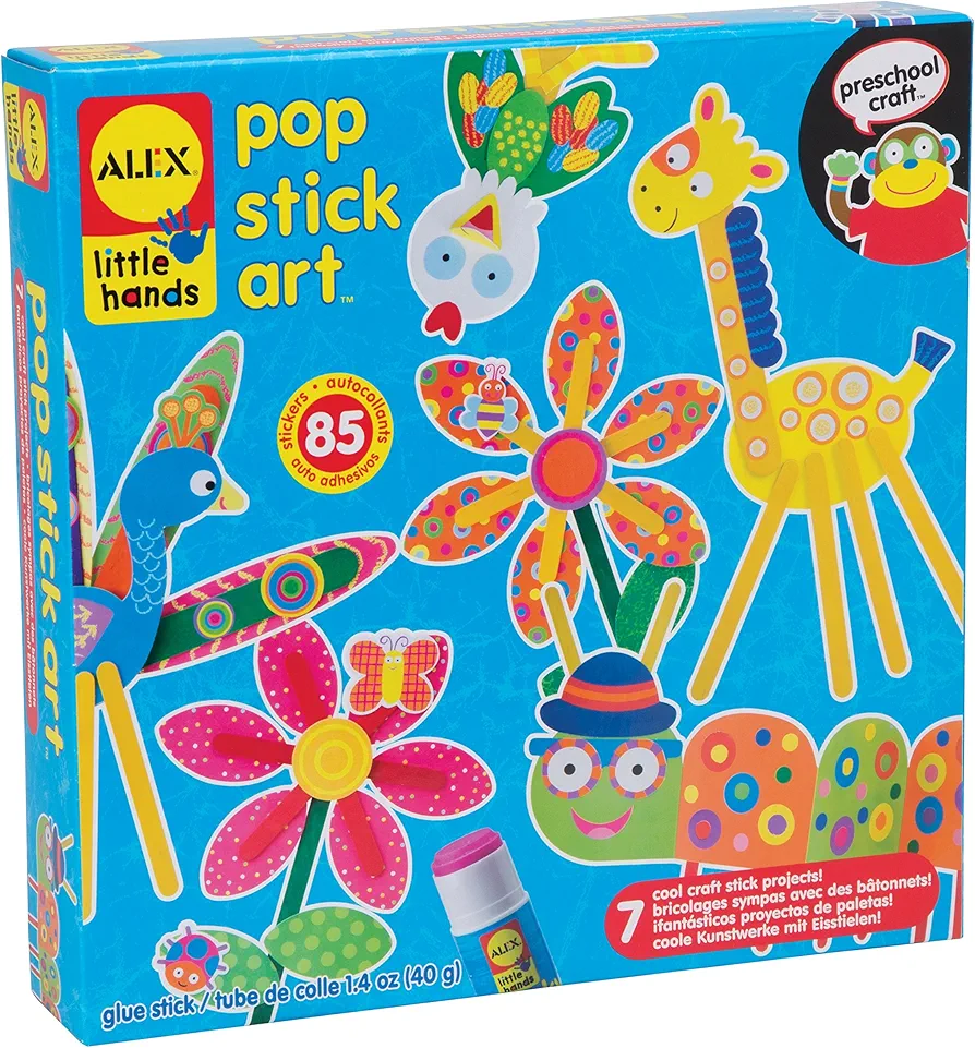 ALEX Toys Little Hands Pop Stick Art Craft Kit, Create Cute Animal and Flower Puppets, Allows Children to be Creative and Use their Imagination, For Ages 3 and up