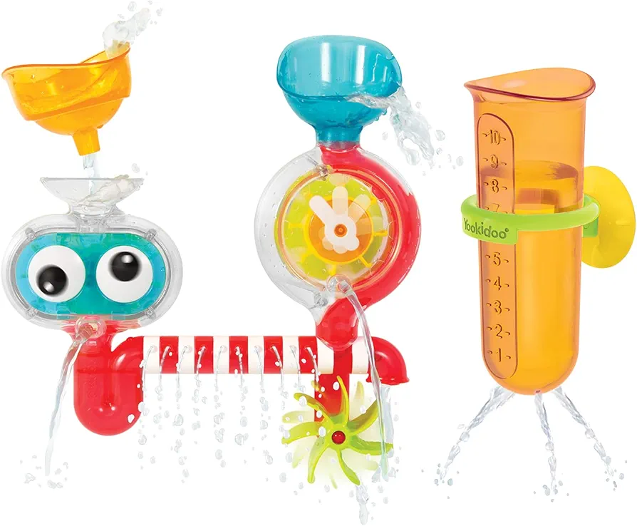 Yookidoo Baby Toddler Bath Toy (Ages 1-3) Spinning Gears & Rotating Googly Eyes - Mold Free Suction Cups Attach to Any Bath Tub or Shower - Spin N Sprinkle Water Lab - Great for Boys, Girls, & Kids