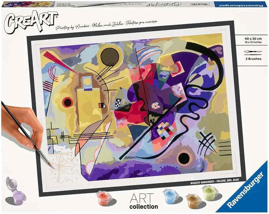 Ravensburger Kandinsky: Yellow-Red-Blue Paint by Numbers Kit for Adults - 23650 - Painting Arts and Crafts for Ages 14 and Up