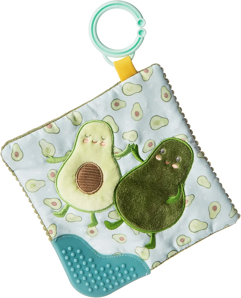 Mary Meyer Crinkle Teether Toy with Baby Paper and Squeaker, 6 x 6-Inches, Yummy Avocado (44141)