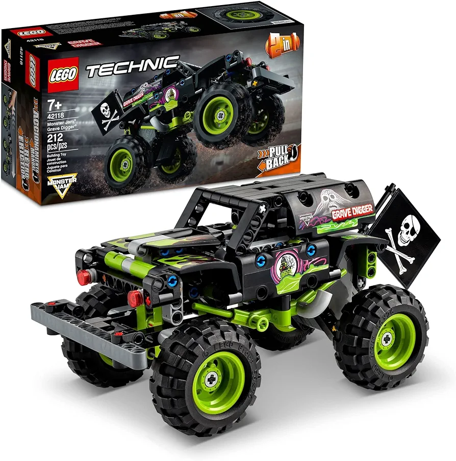 LEGO Technic Monster Jam Grave Digger 42118 Set - Truck Toy to Off-Road Buggy, Pull-Back Motor, Vehicle Building and Learning Playset, Gift for Grandchildren or any Monster Truck Fans Ages 7 and Up