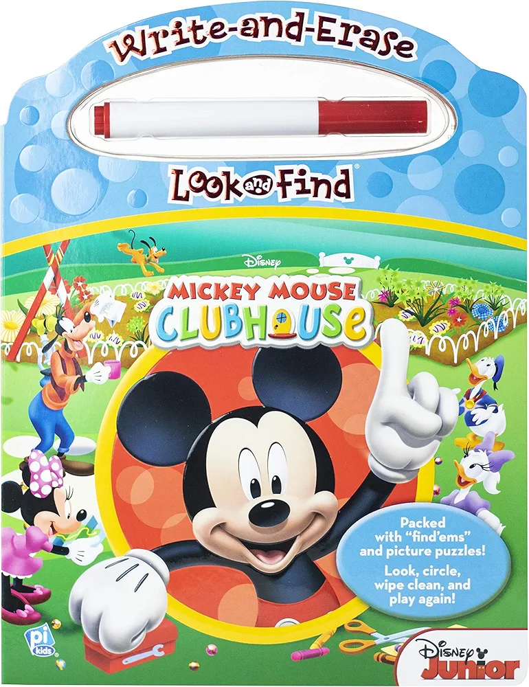 Disney - Mickey Mouse Clubhouse - Write-and-Erase Look and Find Wipe Clean Board - PI Kids