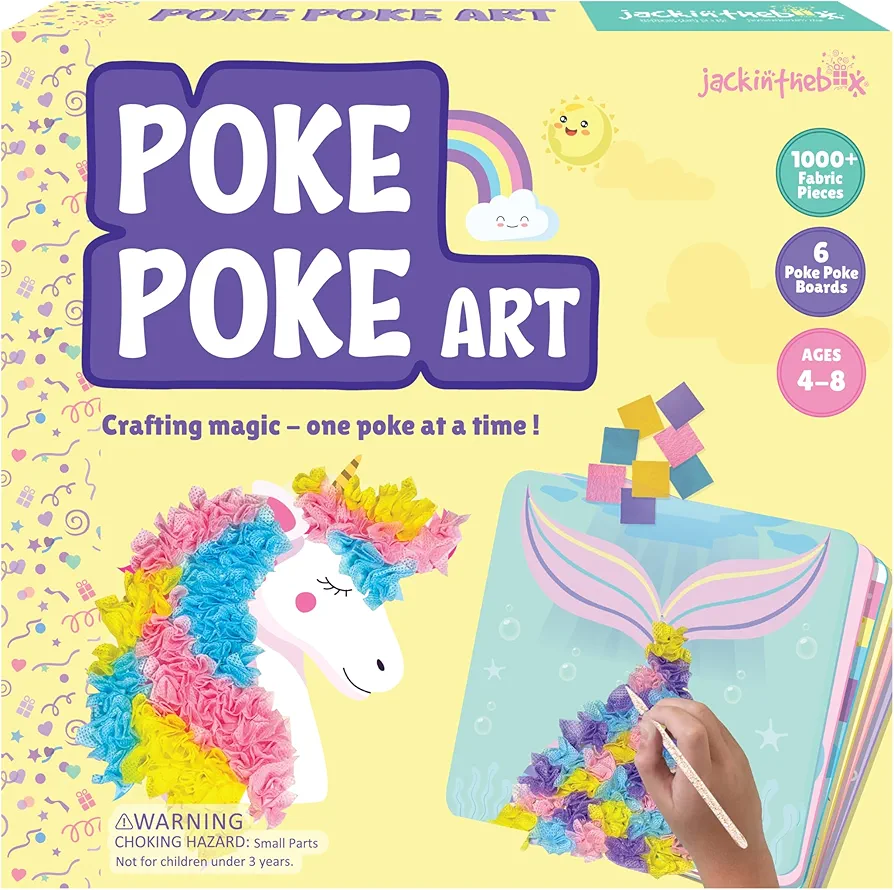 jackinthebox Poke Poke Art for Kids - Unicorns, Mermaids, Princess, and Cupcakes | Mess-Free Sewing Art for Kids, Toys for Girls and Boys Ages 4 5 6 7 8, Great Gift for Kids, DIY Creative Activity