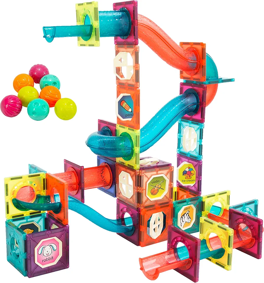 LTKFFFdp Magnetic Building Blocks STEM Educational Toys for Kids Ages 4-12, Ball Track and 3D Stacking Construction Set