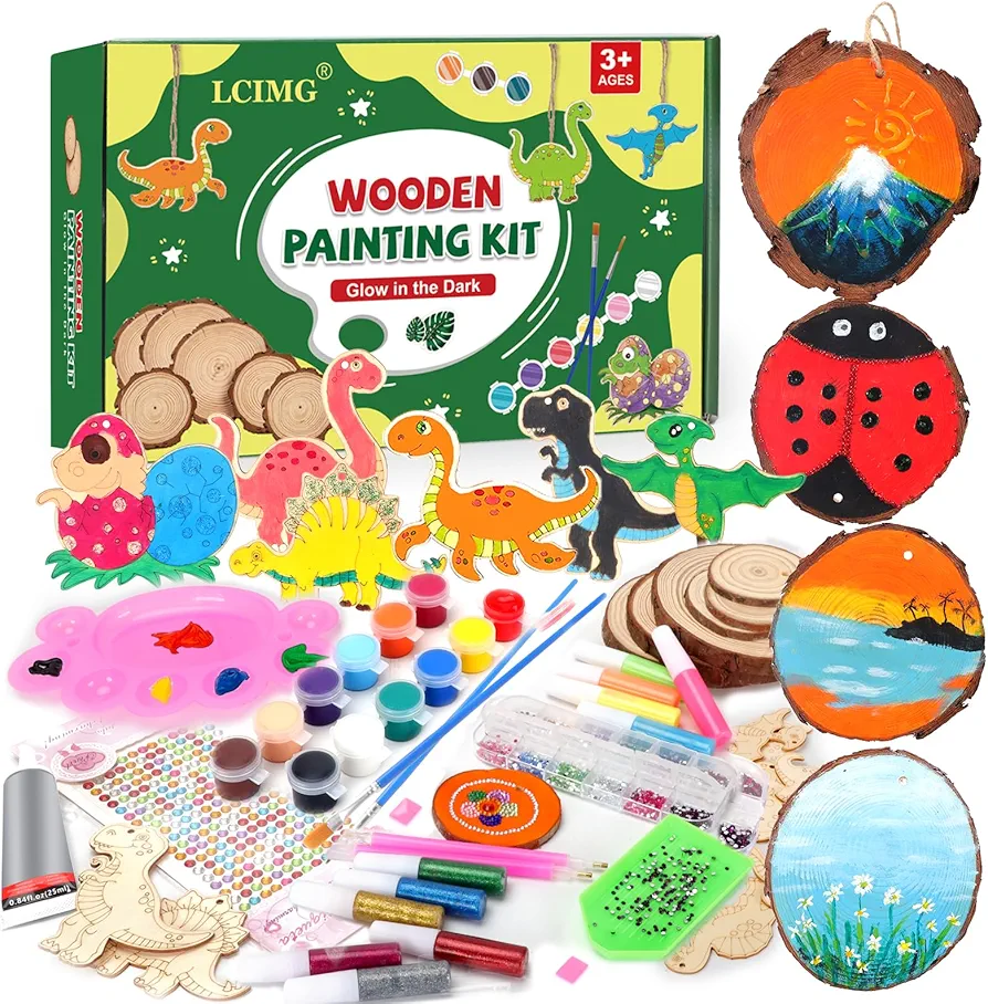 LCIMG Wooden Crafts Kit for Kids-The art of glow-in-The-dark-Children Artist DIY Creative Handmade Art Setfor for Age 6 7 8 9 10 11 12 Year Old-Boys Girls Birthday Christmas Gifts