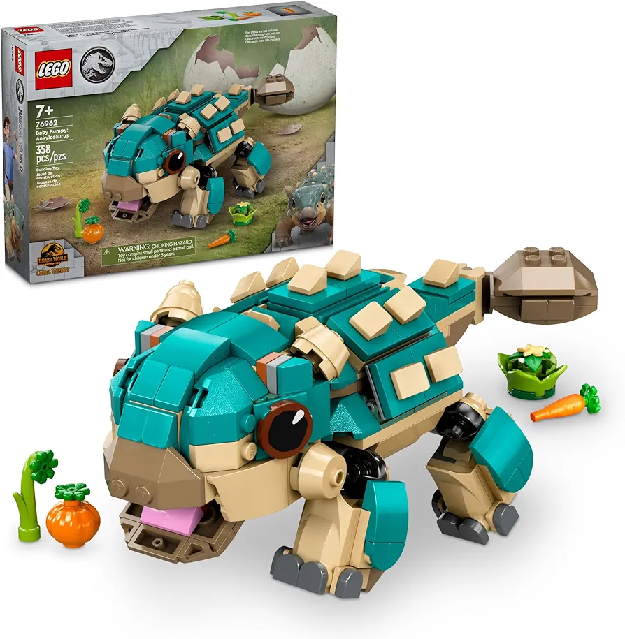 LEGO Jurassic World Baby Bumpy: Ankylosaurus Dinosaur Toy for Camp Cretaceous Fans and Kids Aged 7 Plus, Fun Build-a-Dinosaur Jurassic Park Toy for Boys and Girls, Animal Toy Playset, 76962