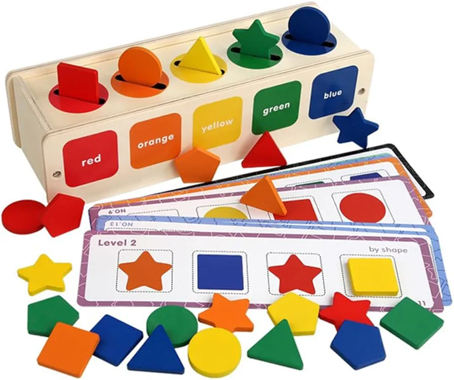 JEVASO KID'S Color Sorting Toys for Toddlers 1-3, Shape Sorter Toys Color Sorting Games Learning Colors Matching Toys, Montessori Color Shape Sorting Box, Early Educational Toy Gift for Baby.