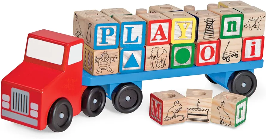 Melissa & Doug Alphabet Blocks Wooden Truck Educational Toy