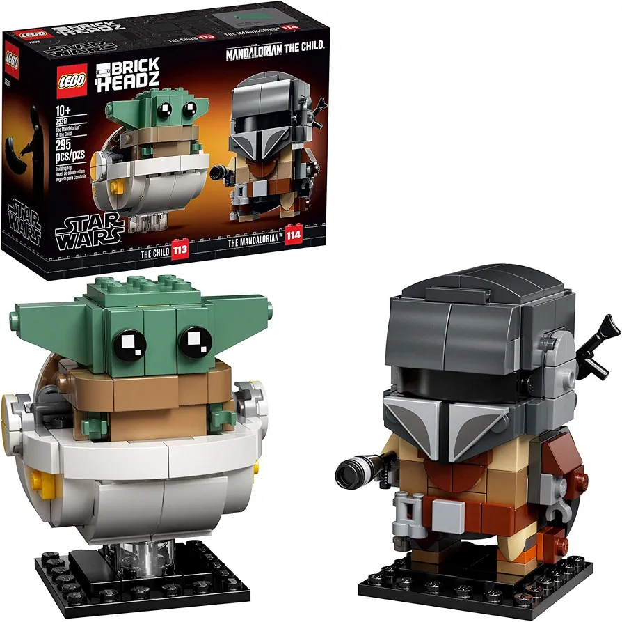 LEGO BrickHeadz Star Wars The Mandalorian & The Child 75317 'Baby Yoda' Building Toy, Collectible Model Figures Set, Gift Idea for Teens