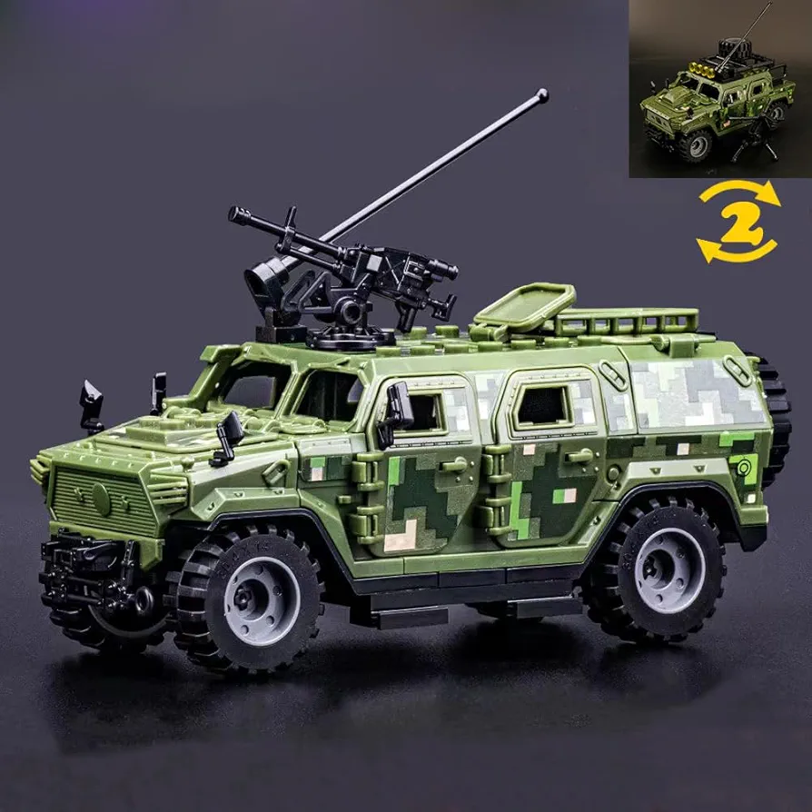 Armored Vehicle Building Block Military Vehicle Building Toy for Age 6 7 8 9 10 11 12+, 2 in 1 Styles Army Brick Truck, Military Car Model Toys Gifts for Boys