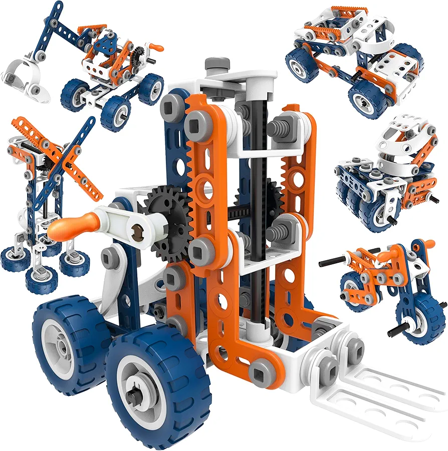 12-in-1 Stem Kit Toy for Kids - 152 Piece Construction Building Set and Education Learning Engineering Play Kit Idea for Boys and Girls, Building Toys for Kids Ages 4-8 5 6 7 8 9 10 11 12 Years Old