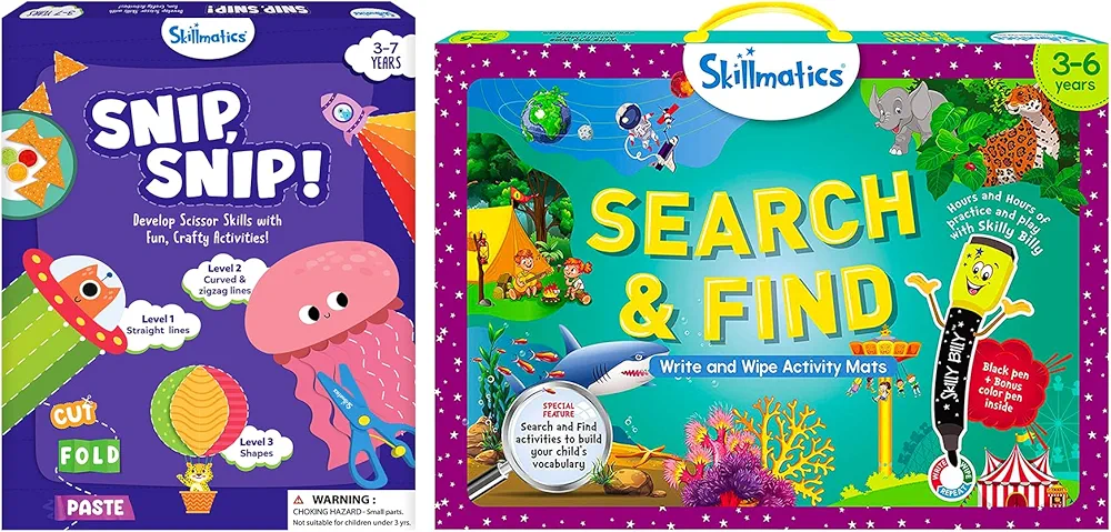 Skillmatics Snip, Snip Craft Kit & Search & Find Bundle, Perfect for Kids, Toddlers Who Love Toys, Art and Craft Activities, Gifts for Girls and Boys Ages 3, 4, 5, 6 & 7