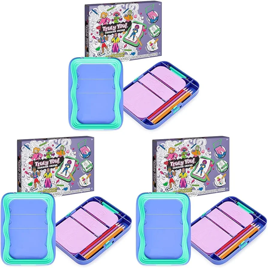 Spin Master Truly You! Character Creator Drawing Kit with Mix and Match Diverse Fashion Design Plates, 11 Colored Pencils, Arts & Crafts Kids Toys Ages 8 and up (Pack of 3)