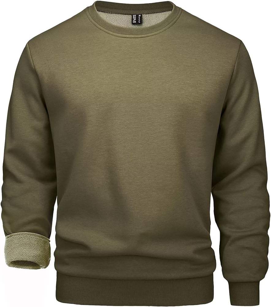 MAGCOMSEN Men's Crewneck Sweatshirt Long Sleeve Casual Warm Fleece Pullover