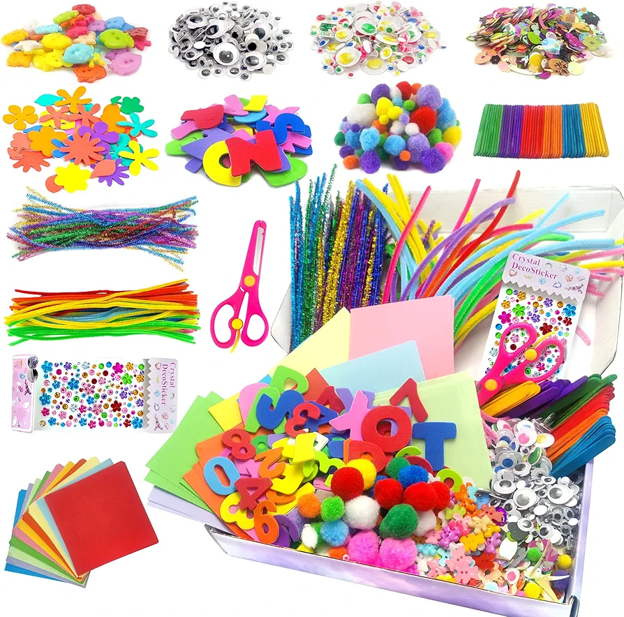 LINAYE Arts and Crafts Supplies for Kids and Toddlers - Craft Supplies Ages 4-8, All in One Art & Crafts Supplies Kit Age 4 5 6 7 8 Art Supplies and Crafts Kit for Kids Birthday Christmas Gifts