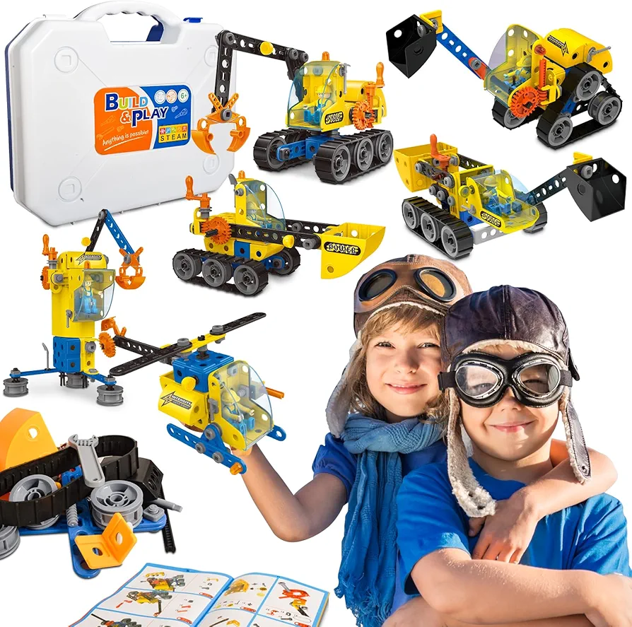 STEM Building Toys Engineering Set for Kids Ages 4-12 Year Olds, Creative 10-in-1 Construction Blocks Kit Gifts & Children Educational Learning Toy Preschool Games Activities