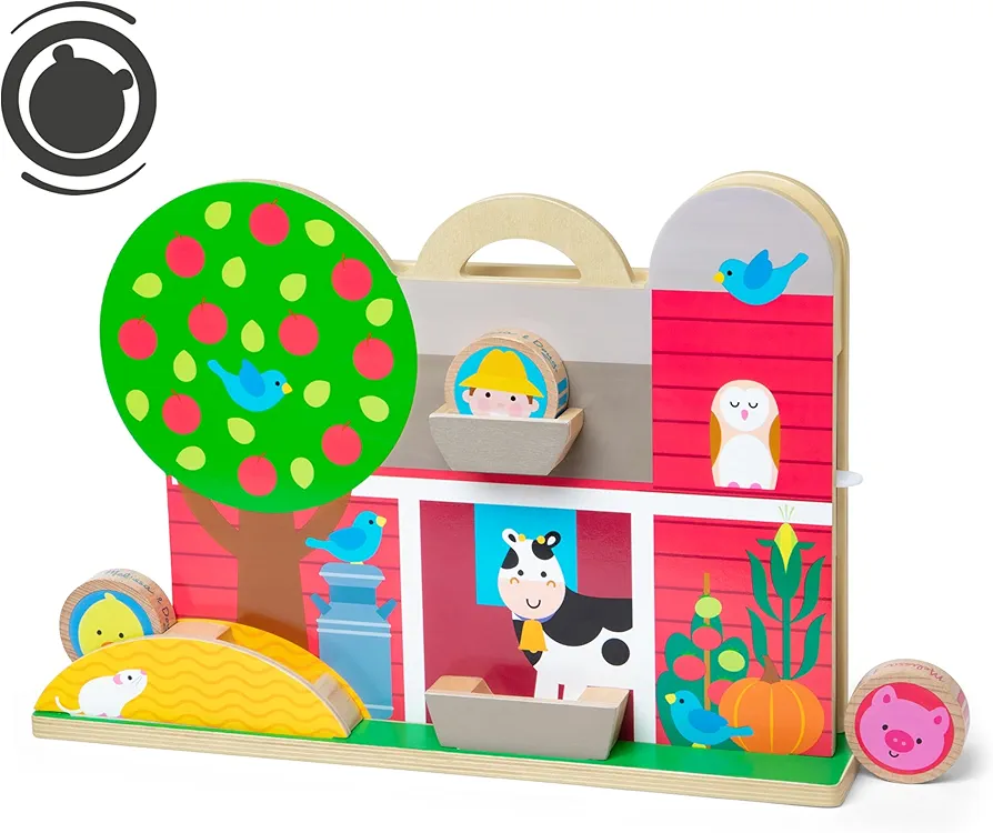 Melissa & Doug GO Tots Wooden Barnyard Tumble with 4 Disks - FSC Certified