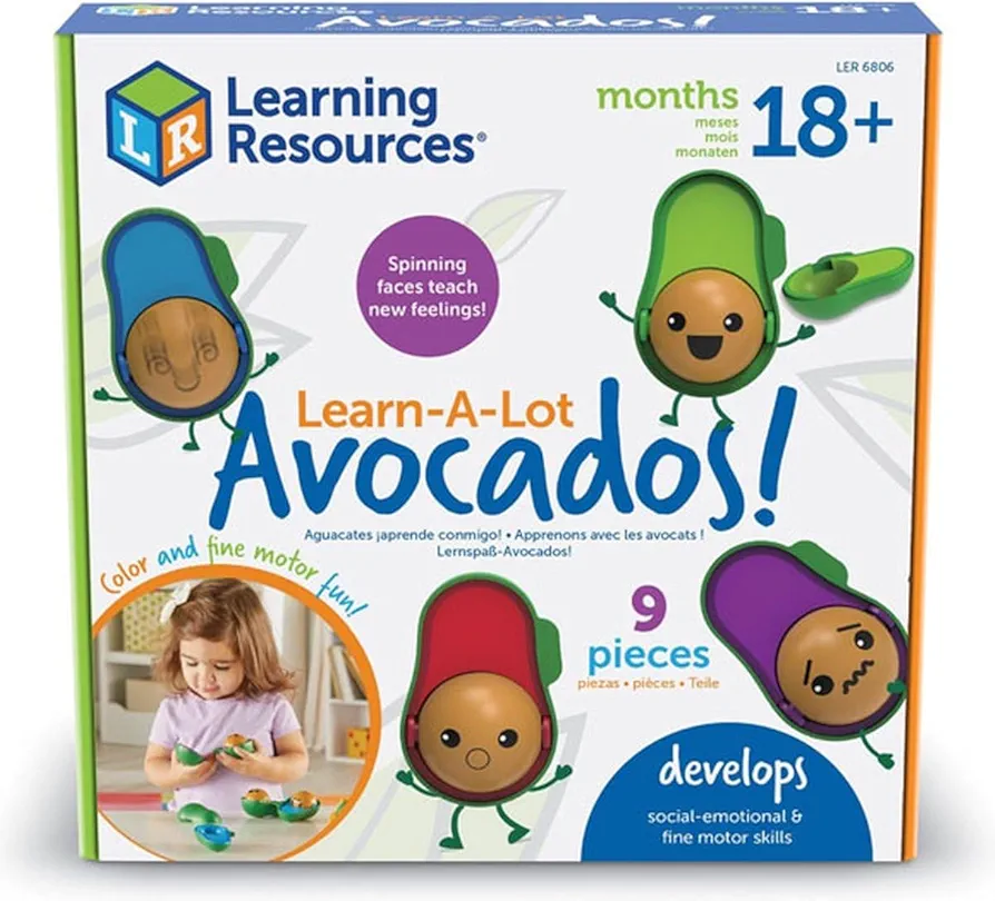 Learning Resources Learn-A-Lot Avocados - 9 Pieces, Ages 18+ months Toddler Social Emotional Learning Toys, Develops Fine Motor Skills, Toddler Learning Toys