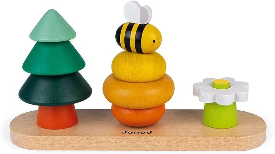 Janod - World Wildlife Federation Series – Wood Forest Stacking Toy – 11 Piece Set - Ages 12 Months+ - J08635