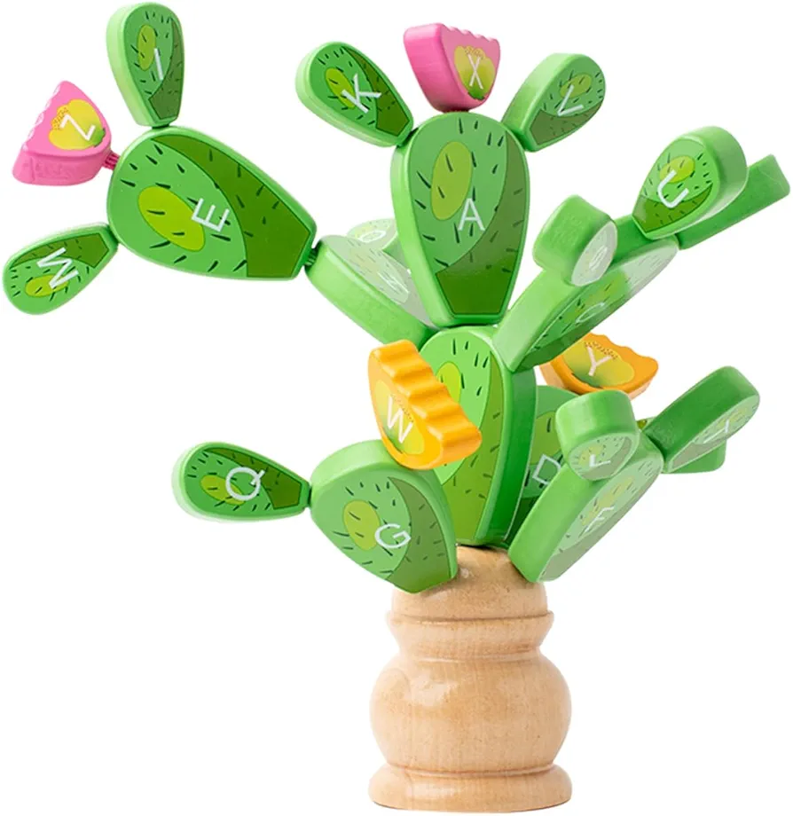 Montessori Toys Balancing Cactus Toy Fun Educational Activities for Toddlers 3+ Montessori Stacking Puzzles Portable Toy Letter Puzzle Toys Fine Motor Skills Educational Toys for Kids…