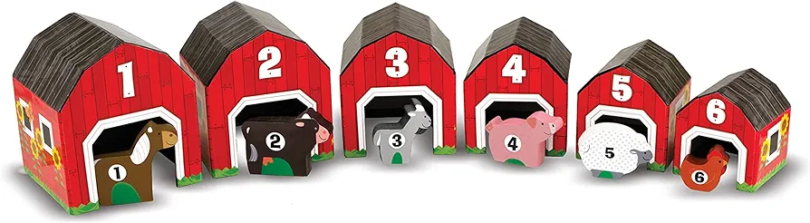 Melissa & Doug Nesting and Sorting Barns and Animals With 6 Numbered Barns and Matching Wooden Animals - Numbers Learning Toys, Sorting And Stacking Toys For Toddlers Ages 2+