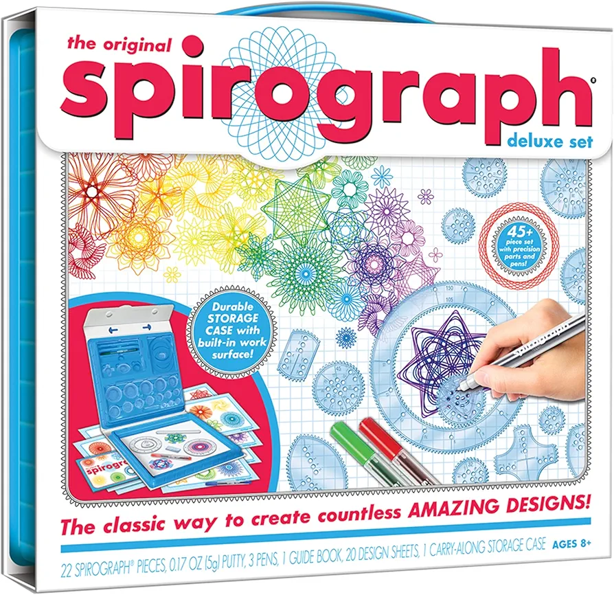 Spirograph Deluxe Set –Arts and Crafts, Kids Toys, Art Supplies, Craft Supplies, Drawing Kit, Spiral Art, Classic Gear Design Kit, Build-in Case, Pens, Design Sheet Included, Ages 8+