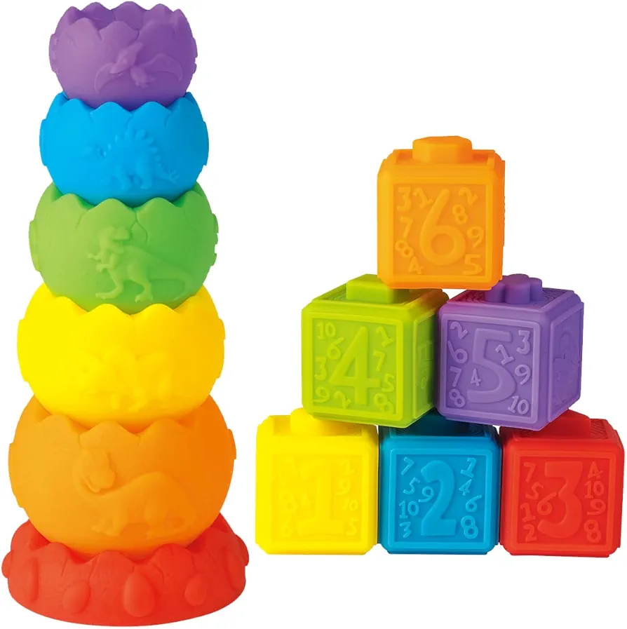 Baby Blocks for Toddlers 1-3 Stacking & Building Sensory Montessori Toys for Babies Soft & Educational Blocks 6+ Months