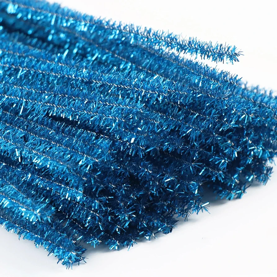 Lake Blue Pipe Cleaners, 100PCS Glitter Pipe Cleaners for Craft, Chenille Stems Craft Supplies & Materials, Colored Pipe Cleaners for DIY Art and Craft Projects - 12 Inch