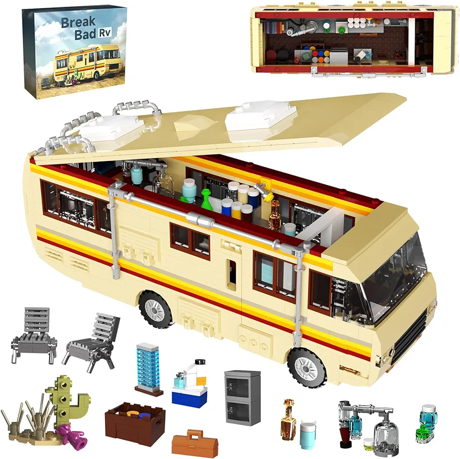 Breaking Bad Merchandise Car Building Blocks,Creative Breaking Bad RV Model Camper Van Building Bricks Kit for Gifts, Educational DIY Building Set for Teens & Adults (746PCS)