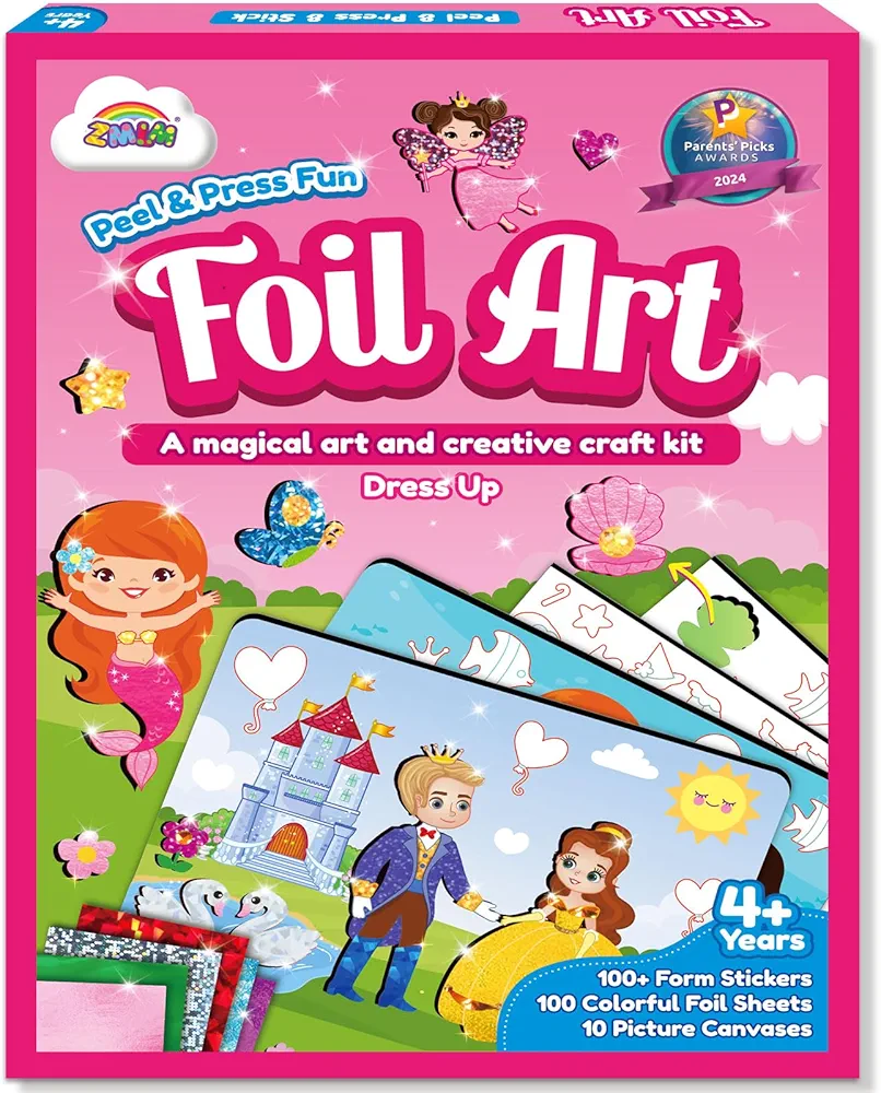 ZMLM Arts & Crafts Kit for Kids: Foil Art Dresss Up Gifts for Girls Boys Mess Free Foil Art Craft Supplies for Kids Travel Toys Activity Kits Birthday Halloween Christmas Stocking Stuffers Gifts