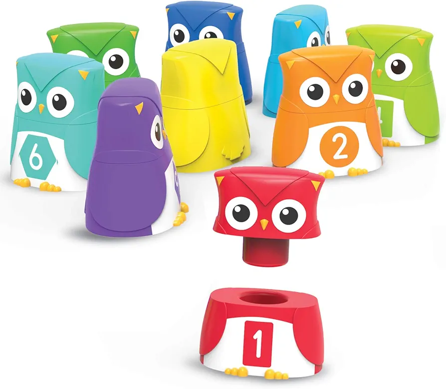 Learning Resources Snap-n-Learn Rainbow Color and Shape Recognition, Letter Owls, Alphabet Toy, 10 Pieces, Ages 2+