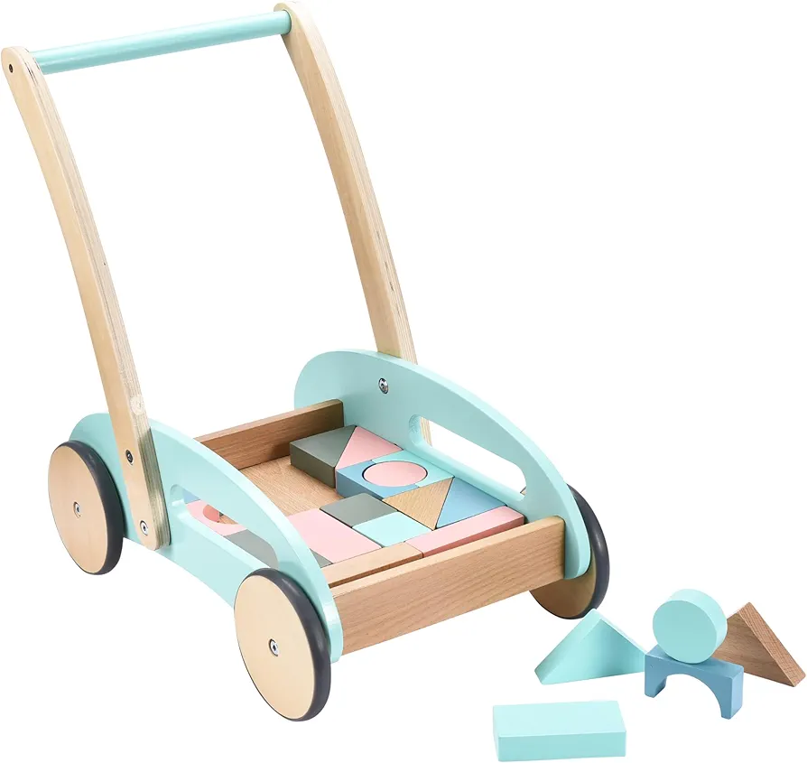 Childlike Behavior Baby Walker Push Toy - Baby Push Walker with Wheels - Push Walkers for 1 year old - Push Toy with Building Blocks for Babies, Toddler Kids - Baby Walker Toy - Step Walking Act