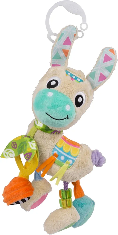 Playgro Sensory Friend Lupe Llama Sensory Toy - Ideal Stroller Toys for 0+ Months Babies to Encourage Grasping with Rattle - Improve Baby Sight & Touch Senses with On-The-Go Fun for Newborn Baby Toys