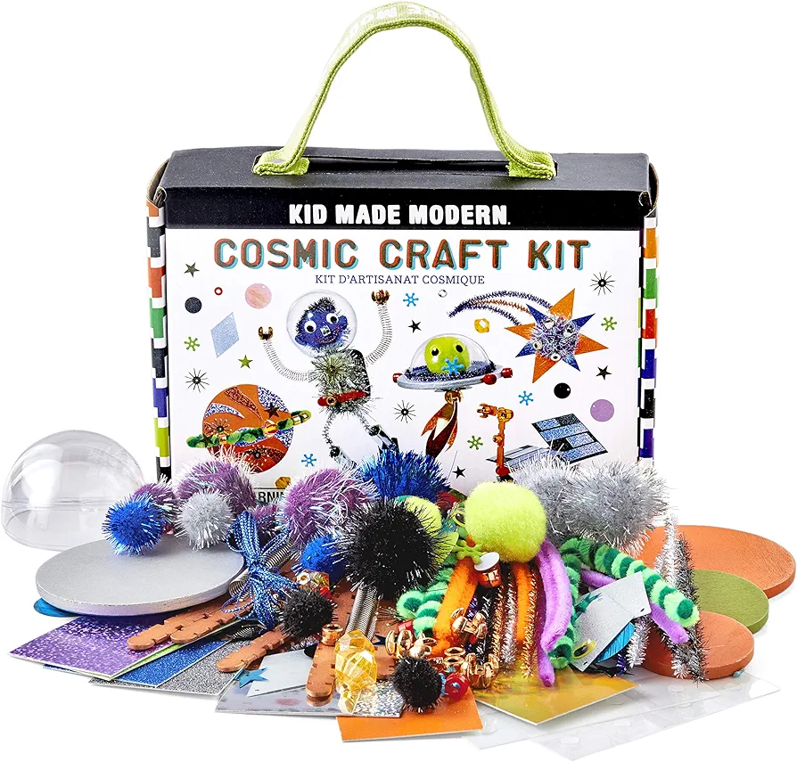 Kid Made Modern - Cosmic Craft Kit - 200+ Piece Collection - DIY Kids Crafts - Bulk Craft Set - Create Your Own Art - Includes Space Themed Art Supplies - Ages 8+