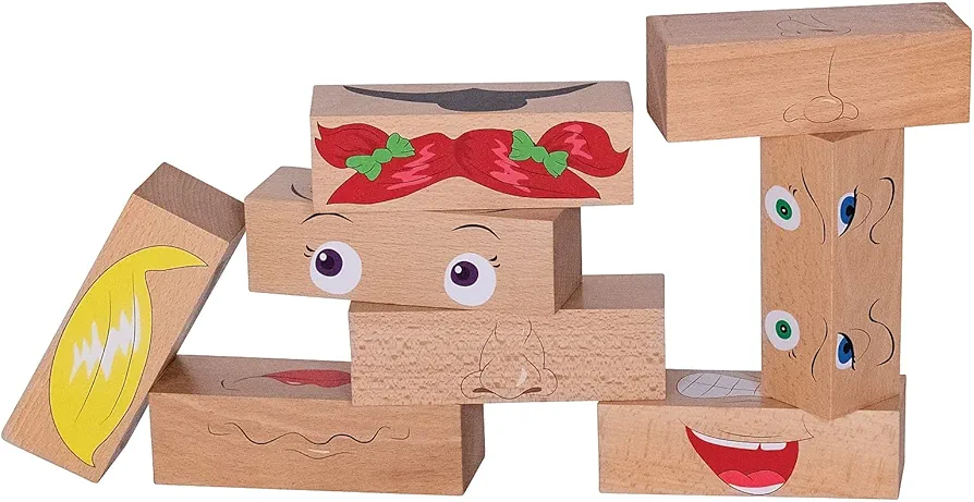 FF550 How Am I Feeling Blocks - Ages 1+ - Mix and Match Pieces to Make Expressive Faces - 4,000+ Variations - Social Emotional Learning Toy for Toddlers