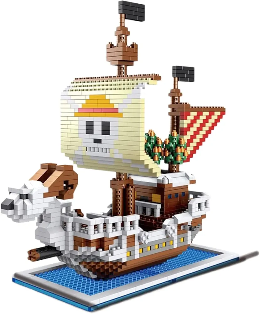 Pirate Ship Models OP Anime DIY 3D Micro Building Blocks Set, Mini Bricks Playset Toys for Teens Fans Birthday Gifts Souvenir 1520pcs (Merry)