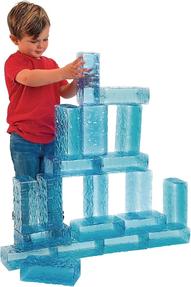 Excellerations Ice Blocks Set of 20, Building Blocks, STEM Engineering for Kids, Jumbo Floor Block Set