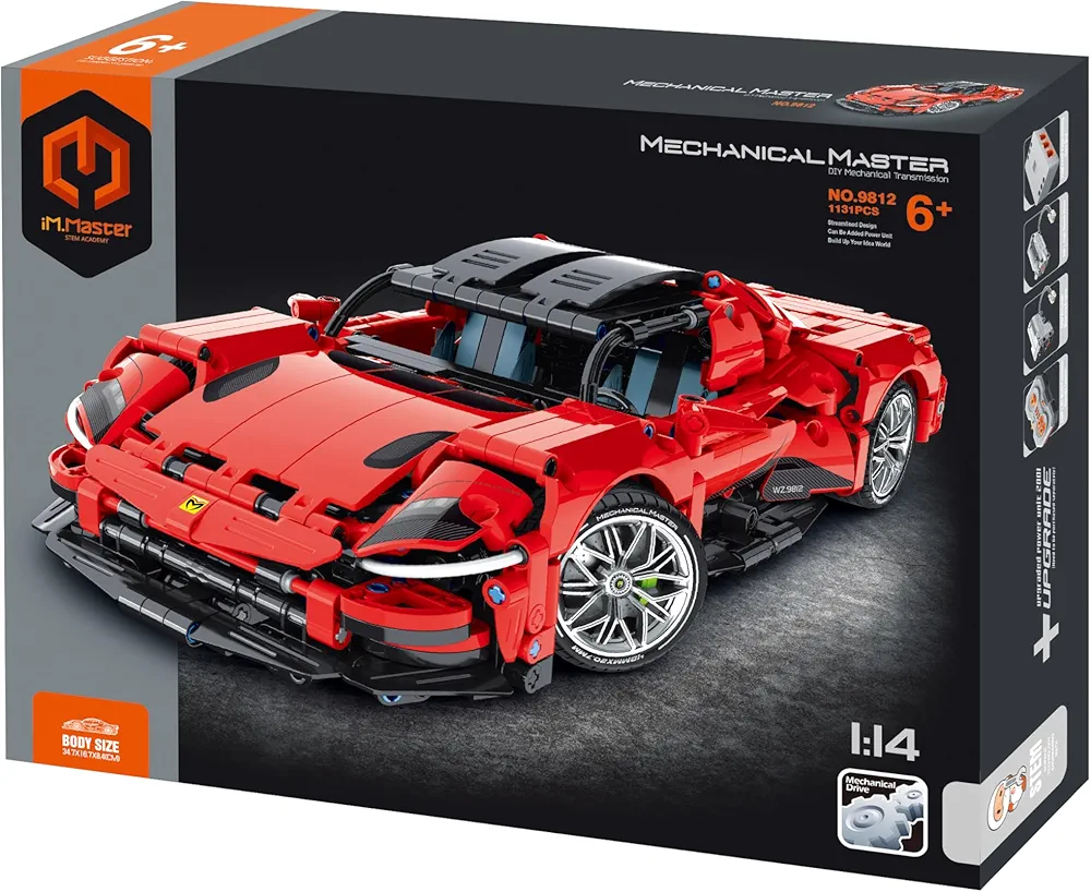 STEM Mechanical Transmission Engineering Building Toy, 1:14 Scale Super car Blocks Take Apart Toy, 1131 Pcs DIY Building Kit, Learning Engineering Construction Toys