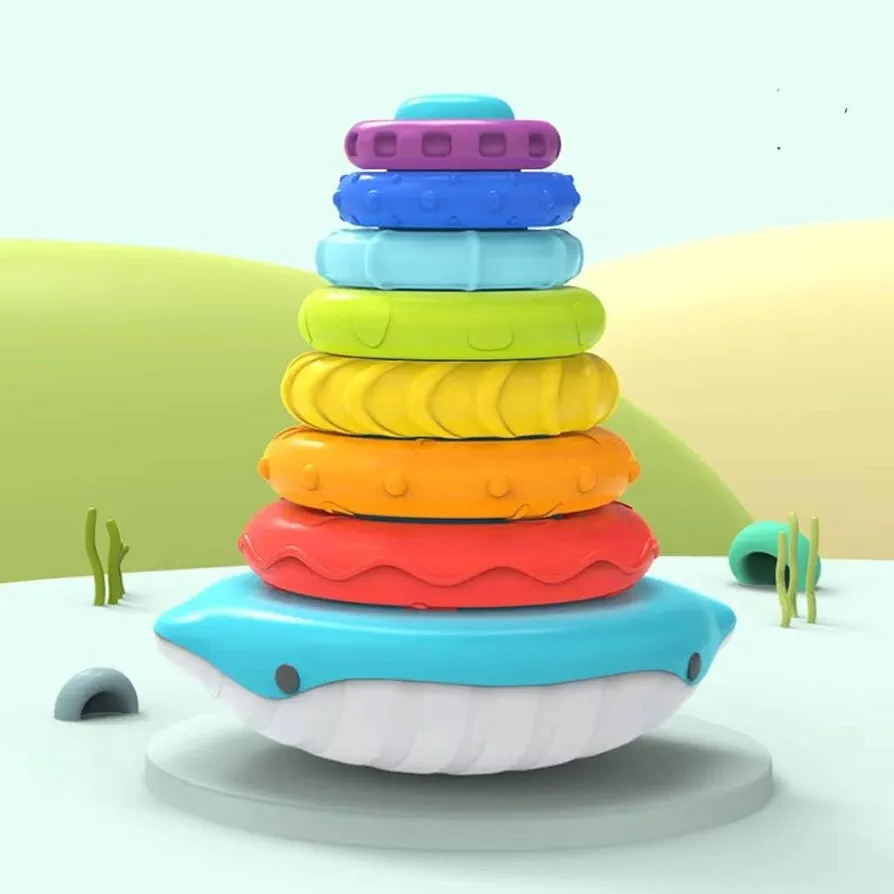 Stacking Toys for Toddlers 1-3,Rainbow Stacking Rings Sensory Montessori Toy