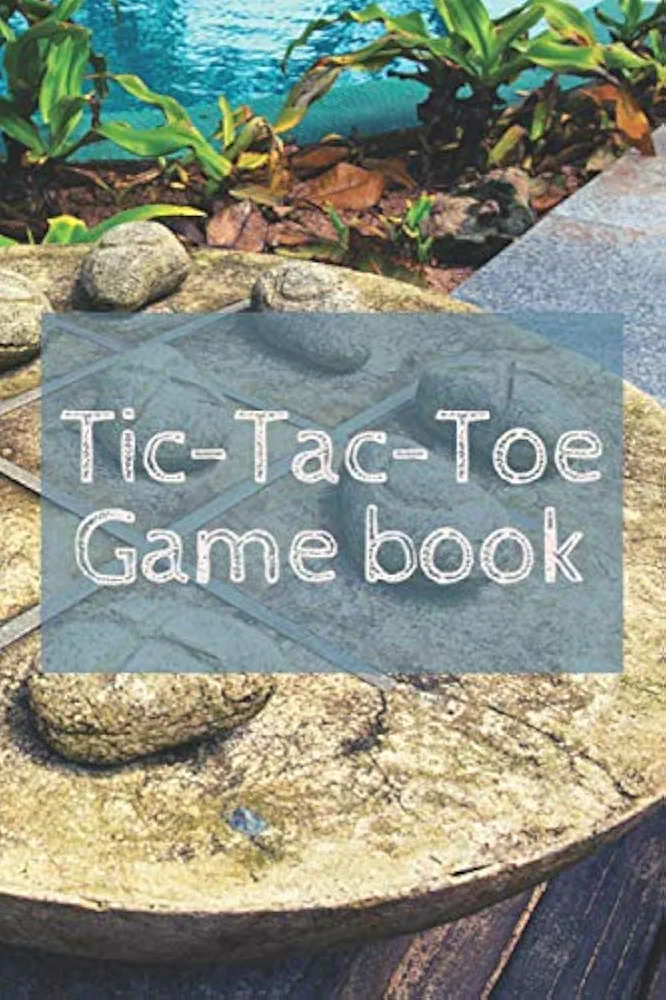 Tic-Tac-Toe Game book - fun game for kids and adults - template with grid and score - learn or teach your strategy - gift idea for boys and girls in all seasons: Cover with the game with stones