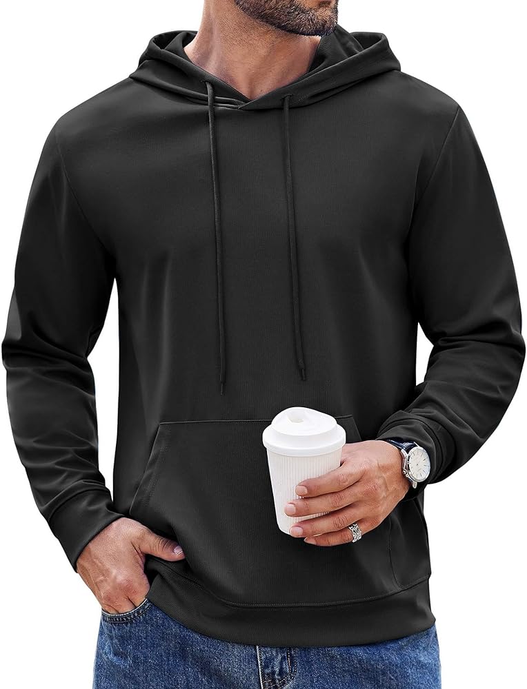 COOFANDY Men's Hoodie Long Sleeve Hooded Pullover Casual Fashion Sweatshirts Drawstring Gym Hooded with Kanga Pocket