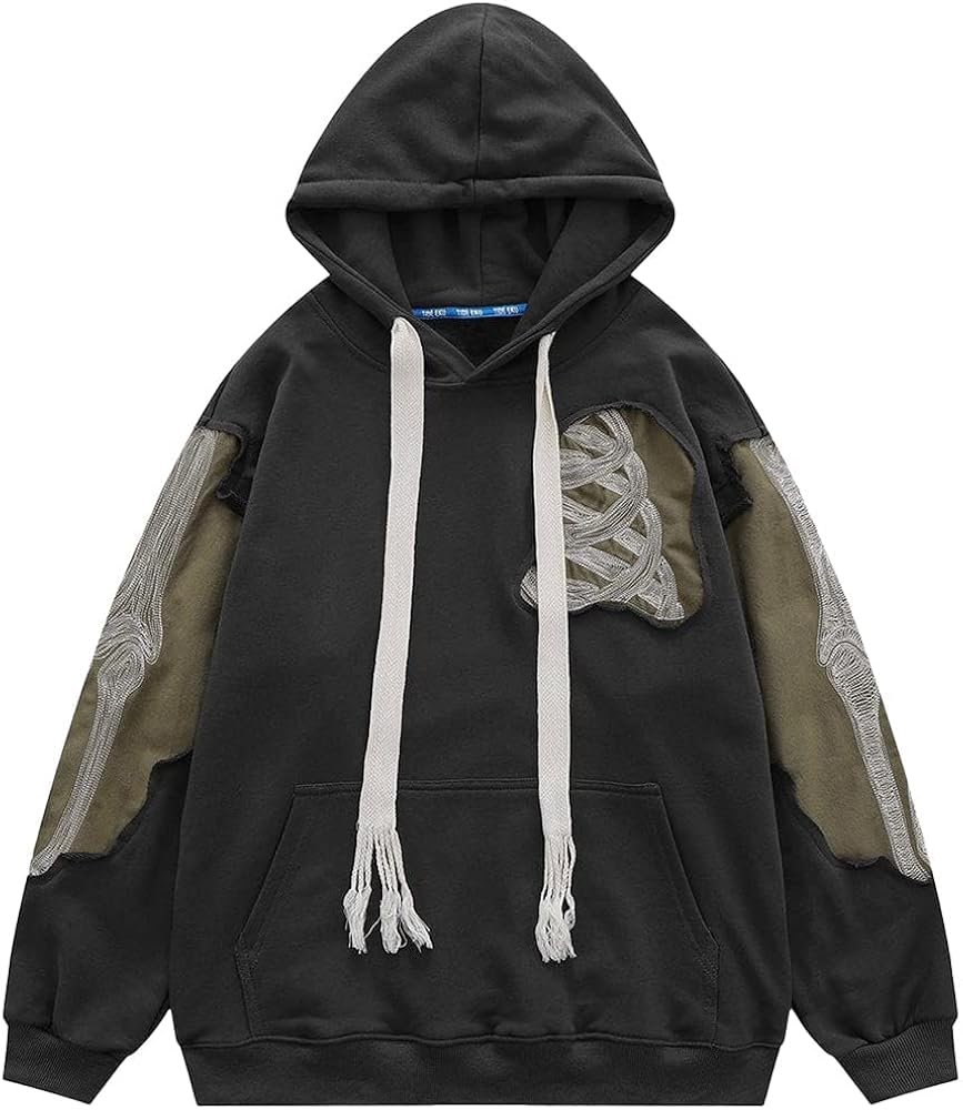 YEOU Y2K Oversized Zip Up Skeleton Hoodie Streetwear Graphic Hoodies Vintage Hooded Sweatshirts