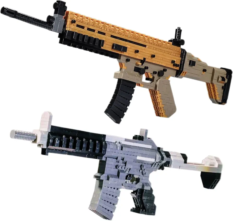 Building Blocks Gun Set,Mini Bricks,1:8 M416 and Hk416 Model Gun, DIY Assembling Guns Building Toys for Boys Kids Adults,Splicing Brick Gun Model Kit