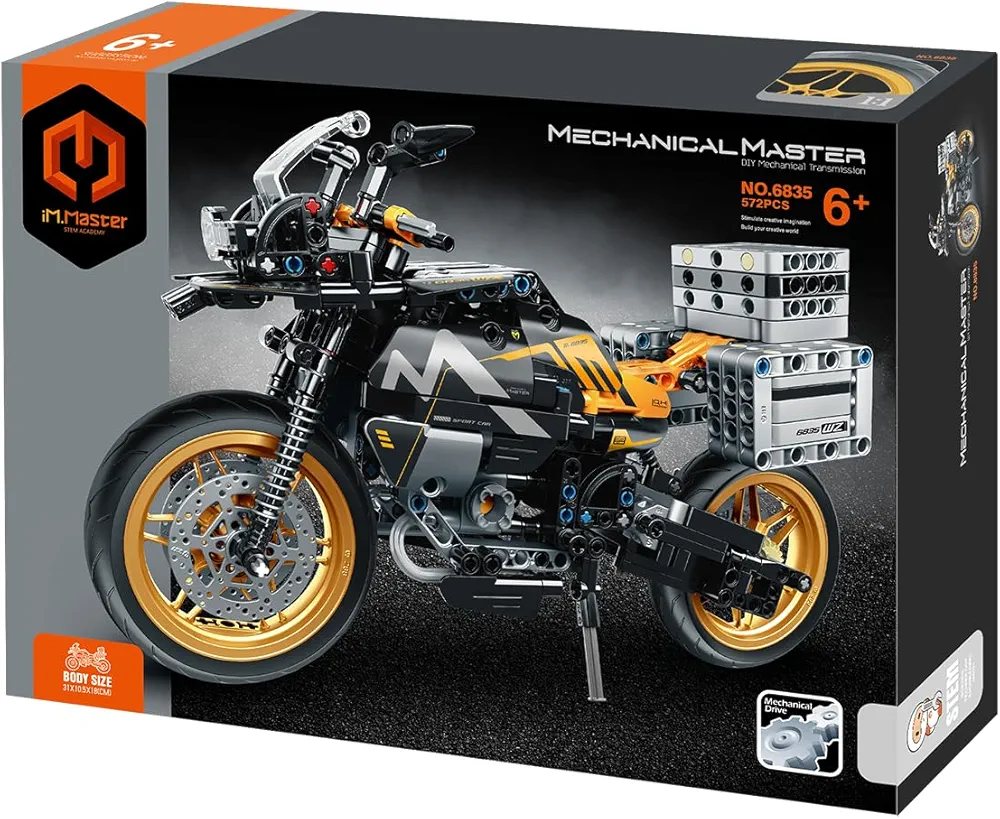 STEM Mechanical Transmission Engineering Building Toy, Motorcycle Building Blocks Take Apart Toy, 557 Pcs DIY Building Kit, Learning Engineering Construction Toys