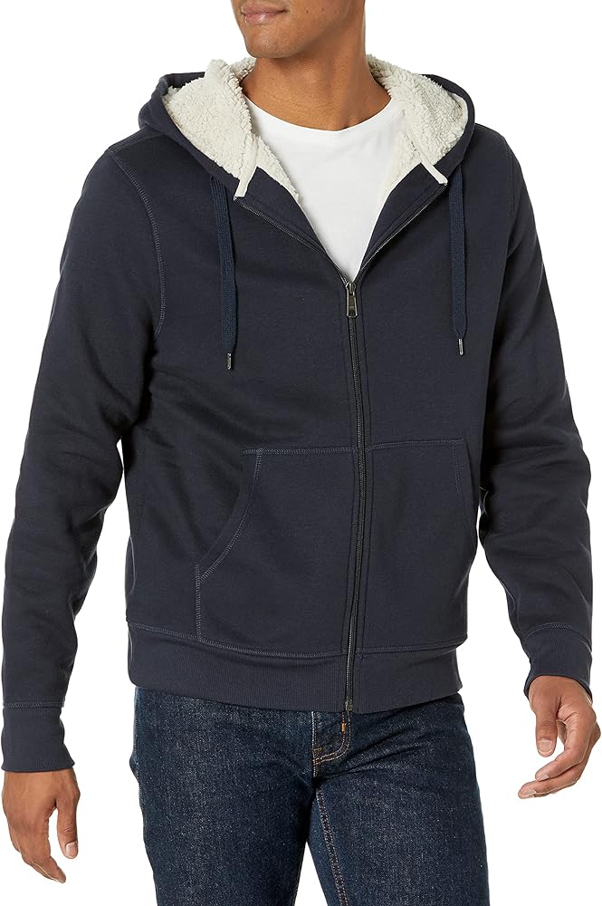 Amazon Essentials Men's Sherpa-Lined Full-Zip Fleece Hoodie