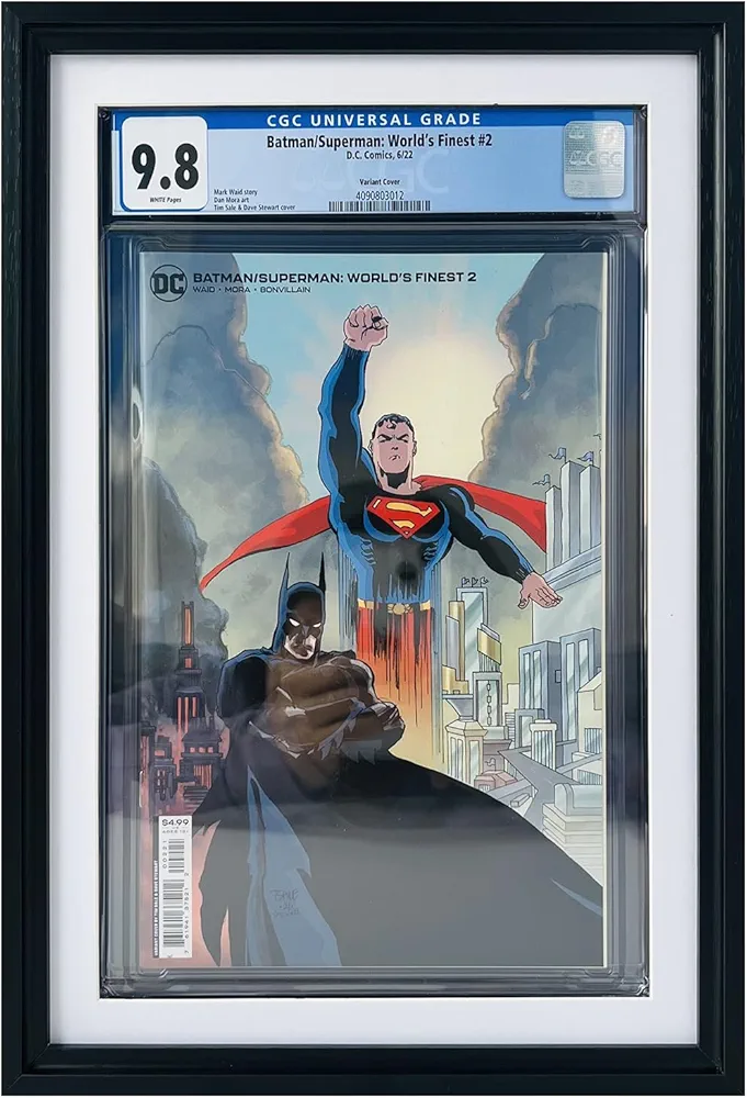 Single Graded Comic Book Frame for Standard CGC Graded Comic Books,Solid Wood Black Moulding,UV Protected