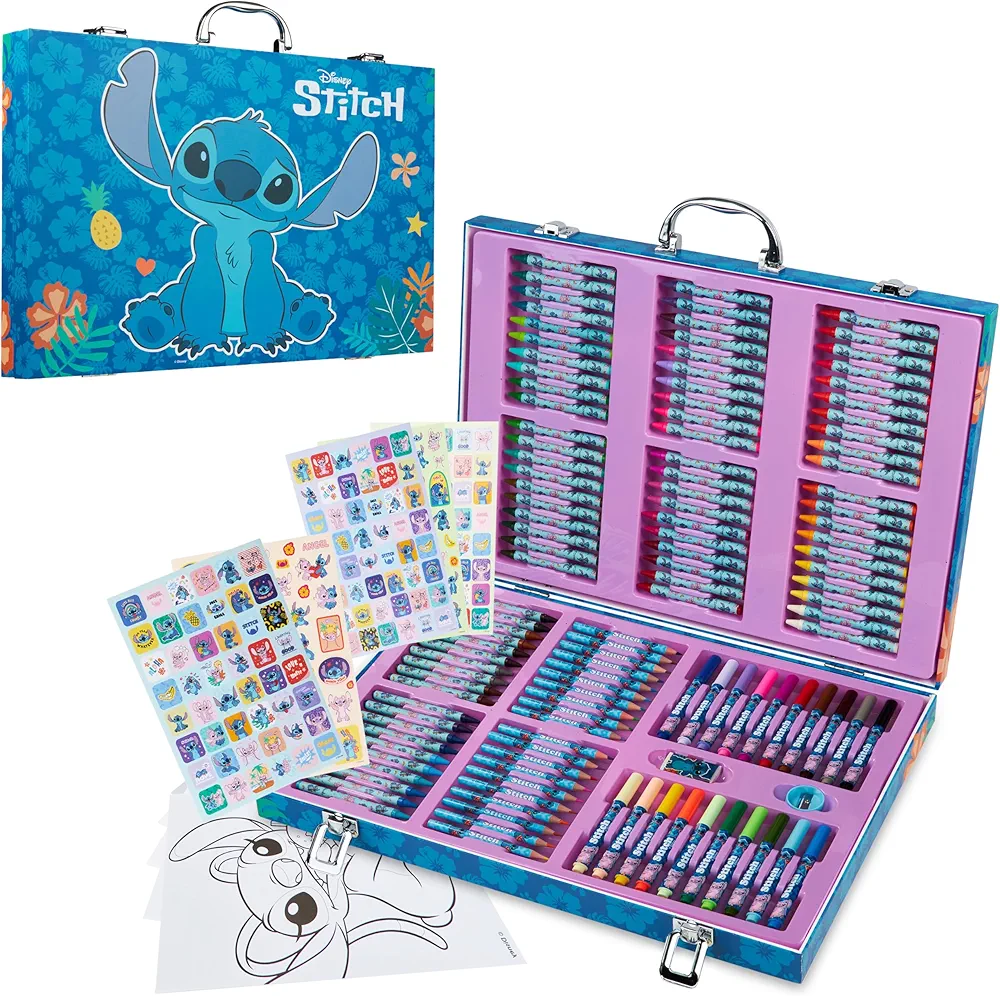 Disney Stitch Art Set for Kids 130+ Pieces Frozen Colouring Pencils Colouring Crayons Princess Art Supplies Stitch Gifts (Multi Stitch Set)