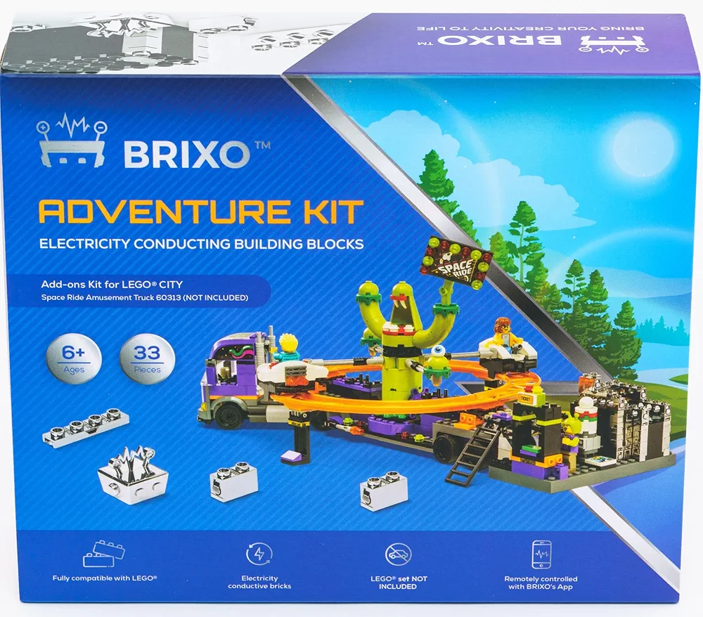 Conductive Chrome-Plated Building Bricks Kit for LegoCity Space Ride Amusement Truck. Compatible with 60313 Model- Not Including The Set.